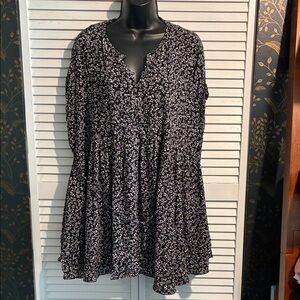 Free People Black and White Floral Blouse